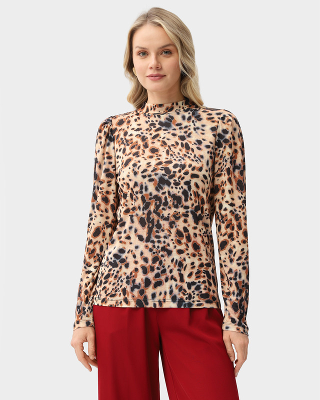 Лонгслив прямого кроя с воротником-стойкой