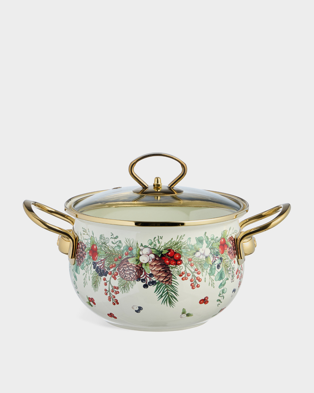 Кастрюля эмалированная со стеклянной крышкой &laquo;Торжество&raquo;, 2 л