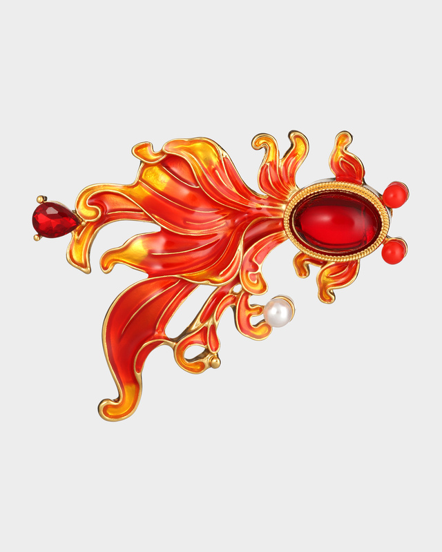 Брошь со стеклом и эмалью