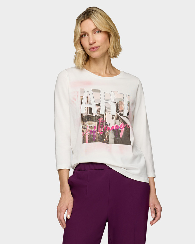 Лонгслив из джерси с крупным принтом и сверкающими стразами