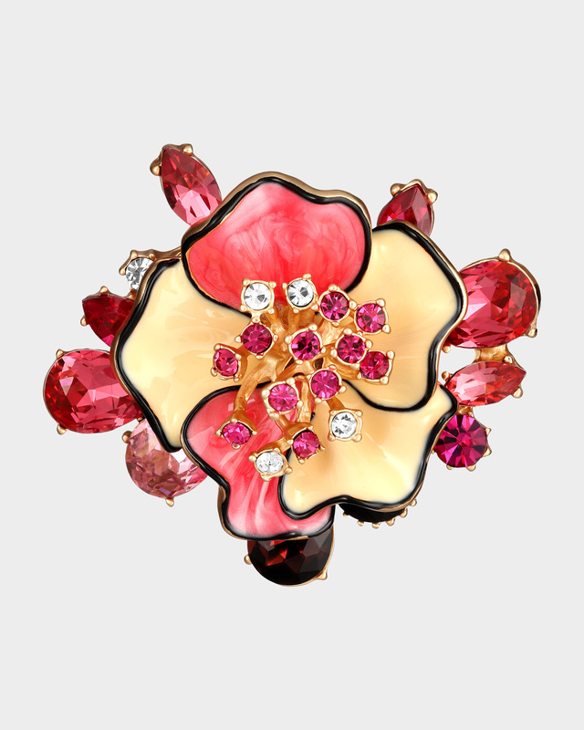 Яркая брошь со стеклом и эмалью