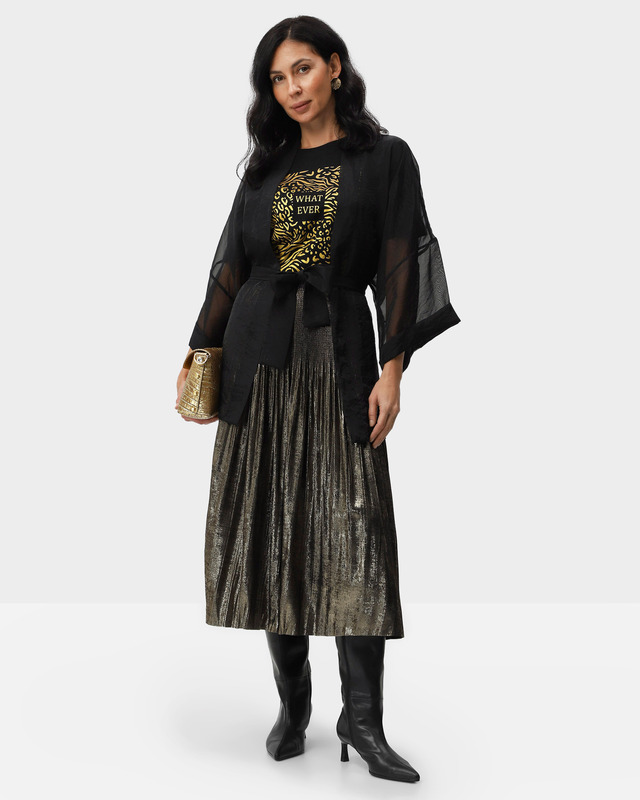 Юбка из гофрированной плиссированной ткани с золотым сиянием