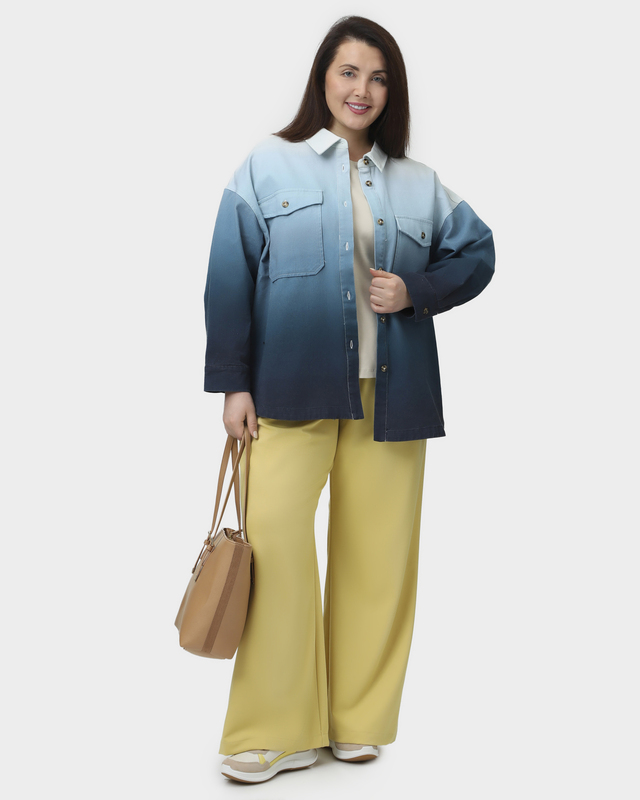 Расклешенные брюки с эластичной вставкой в поясе