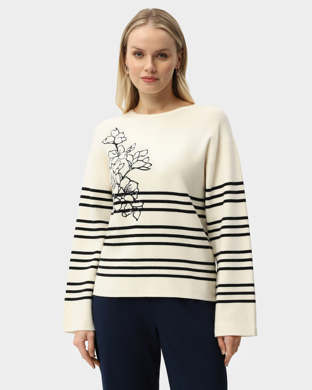 Джемпер в полоску с цветочной вышивкой и пайетками