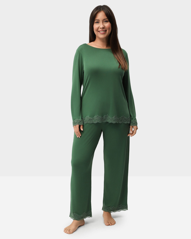 Брюки с модалом в составе с кружевной отделкой