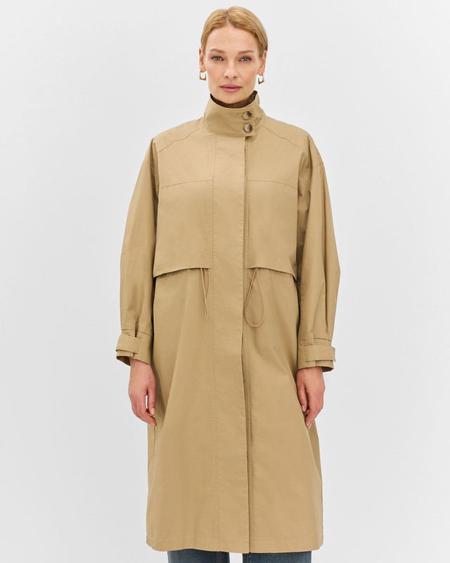 Хлопковый плащ с воротником-стойкой