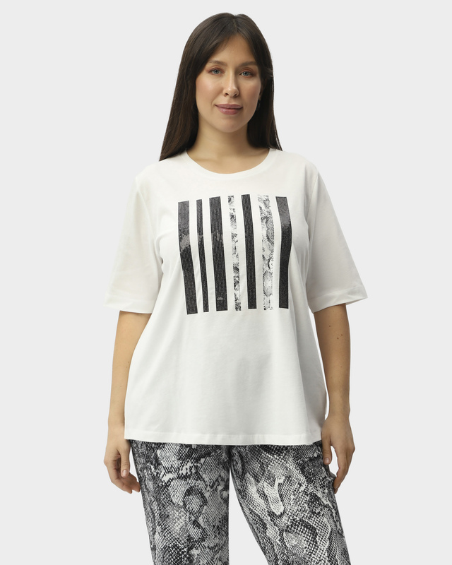 Футболка из мягкого хлопка с анималистическим принтом и вышивкой пайетками