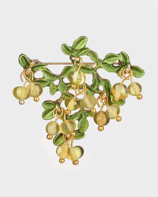 Брошь с вставками из натурального янтаря