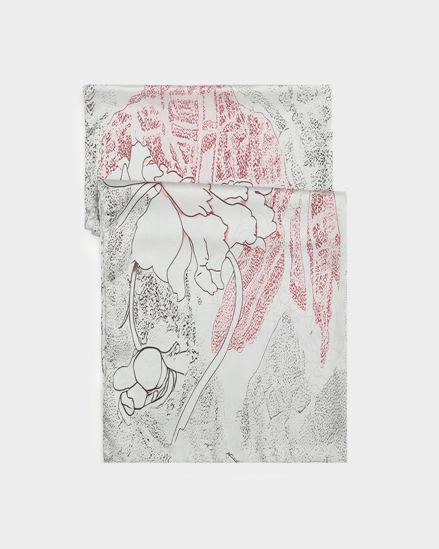 Полупрозрачный легкий палантин с цветочным принтом, 90х180 см