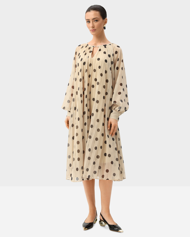 Платье миди А-силуэта из плиссированной ткани с подкладкой