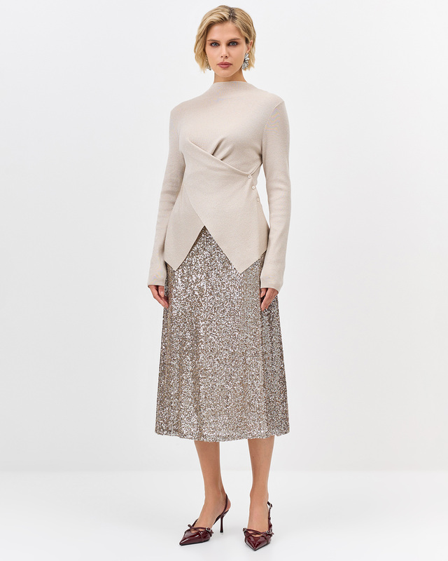 Юбка миди с пришивными пайетками