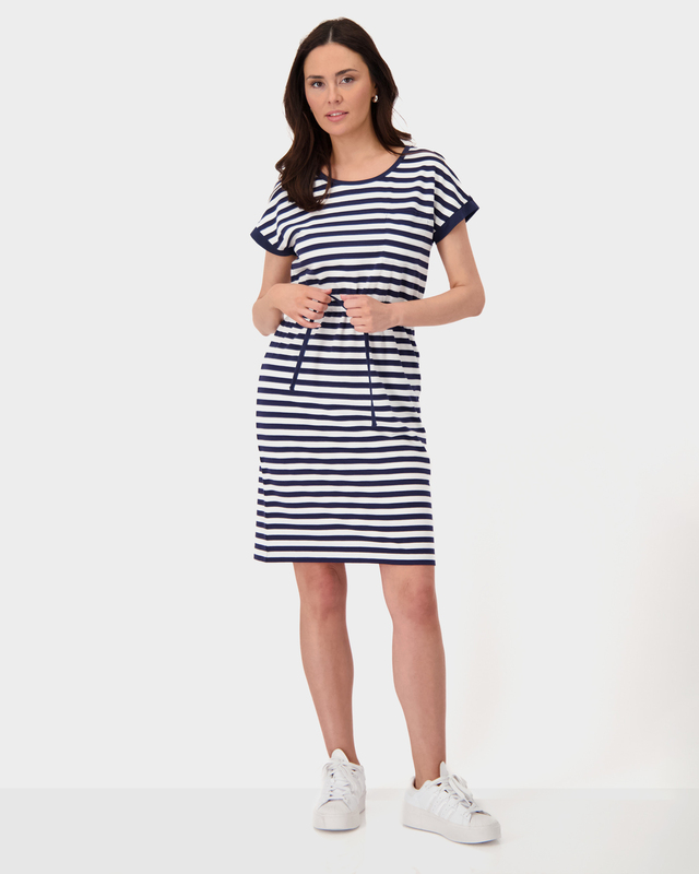 Платье из хлопка и модала в горизонтальную полоску 10190₽