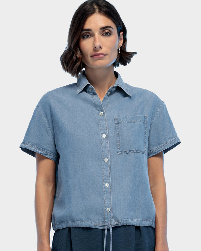 Рубашка с короткими рукавами и регулируемой кулиской по низу