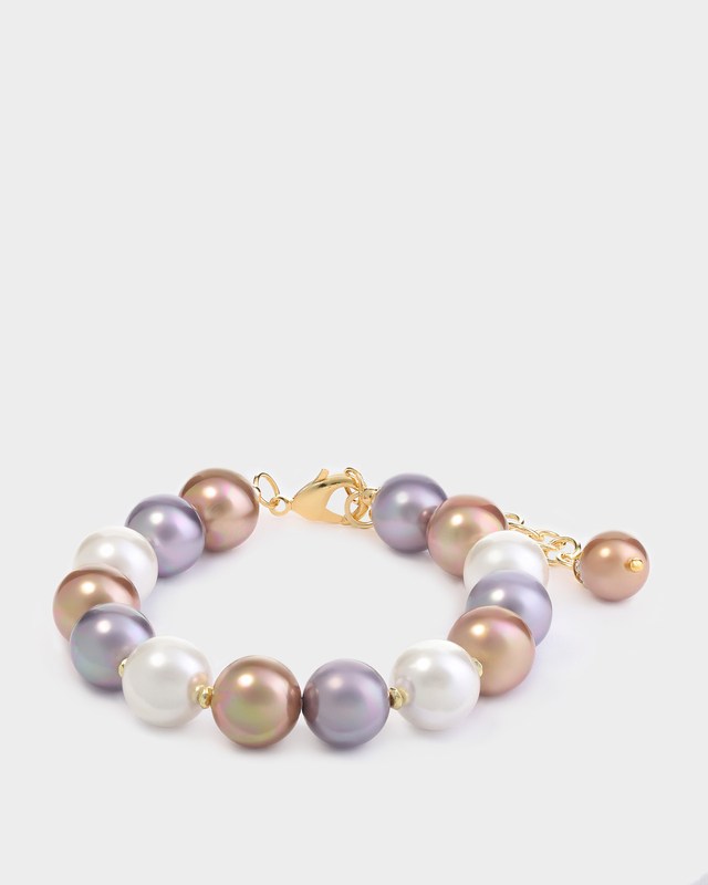 Браслет с жемчугом Майорка и натуральным гематитом