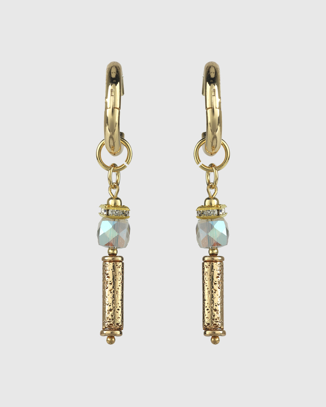 Серьги с вулканической лавой и хрустальным стеклом