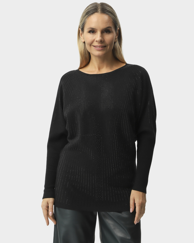 Пуловер силуэта &laquo;летучая мышь&raquo; с декором из страз