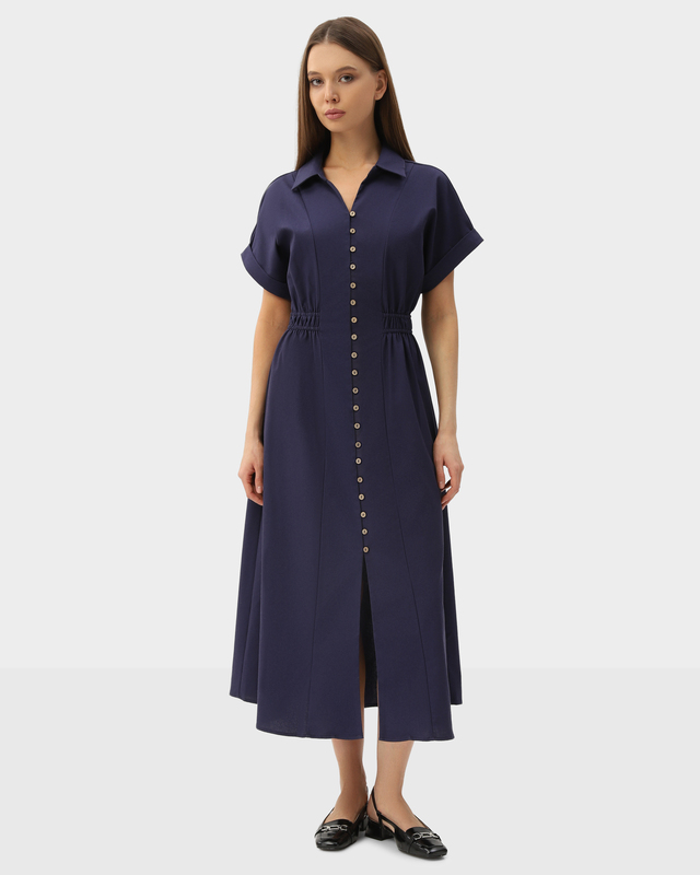 Платье макси А-силуэта из вискозы и льна 9990₽