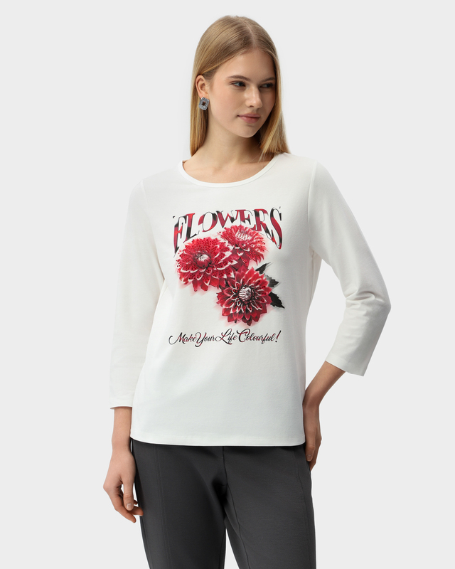 Лонгслив из эластичного хлопка с фотопринтом