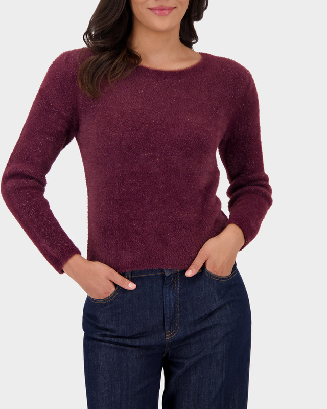 Пуловер из пушистого материала с люрексом