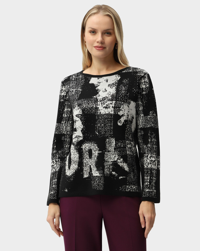 Пуловер жаккардовой вязки с хлопком в составе