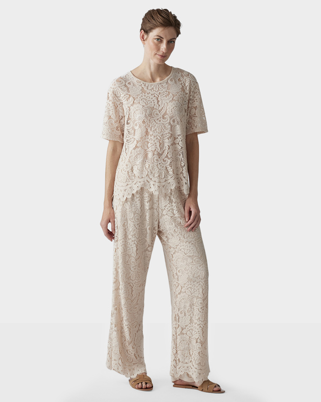 Широкие кружевные брюки с эластичным поясом