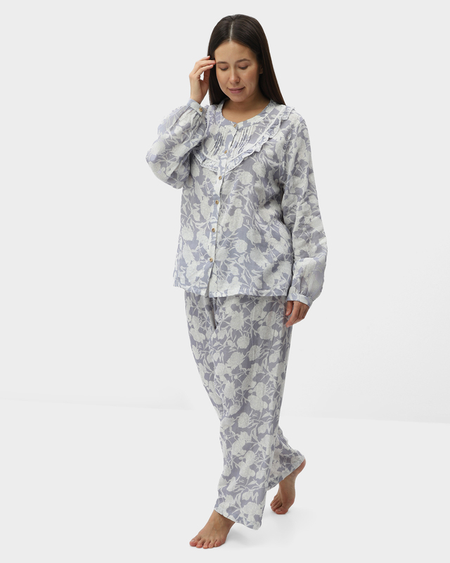 Пижамные брюки из хлопка с цветочным принтом