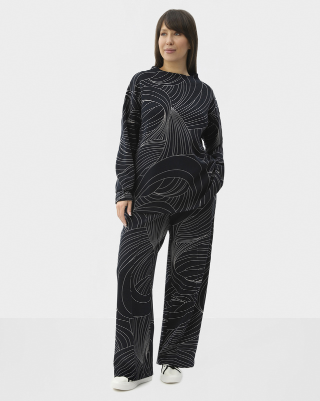 Брюки из мягкой скубы с абстрактным принтом