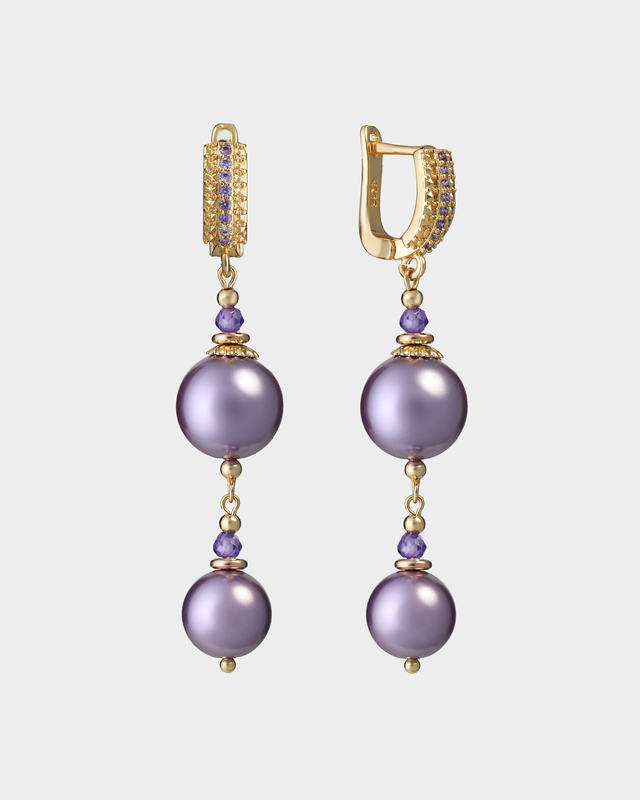 Серьги с жемчугом Майорка и натуральными цирконами