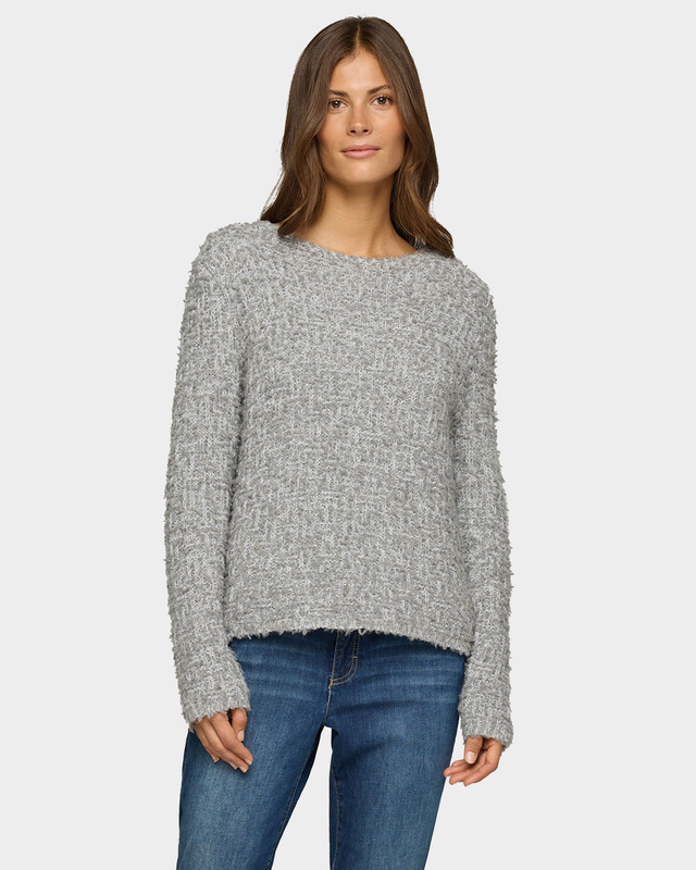 Пуловер из букле с ворсом и нитями люрекса