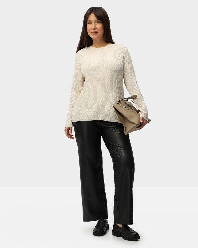 Брюки из вискозы с покрытием из экокожи