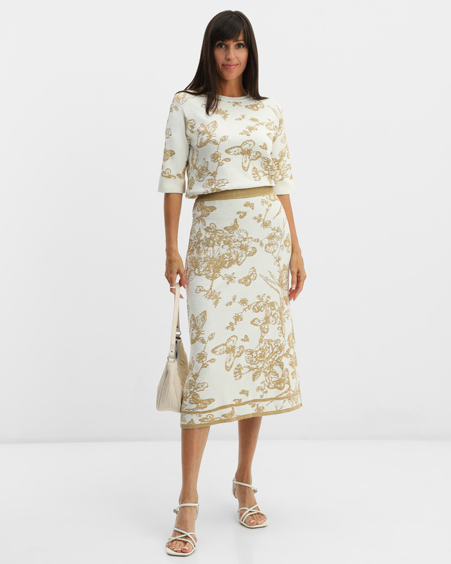 Юбка-миди прямого силуэта с жаккардовым рисунком из люрексной нити 7990₽