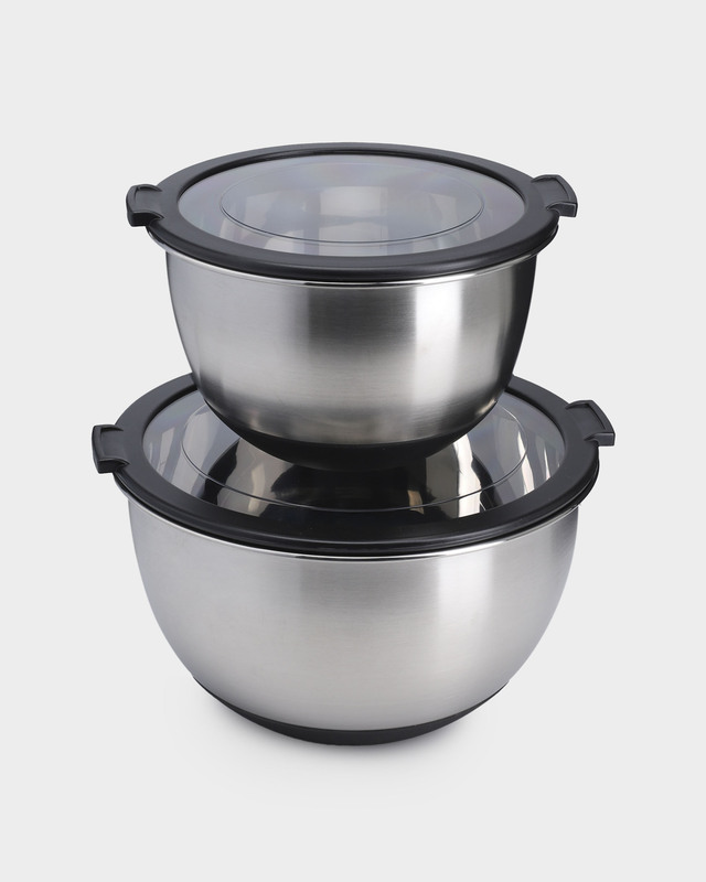 Набор из 2 металлических мисок с крышками