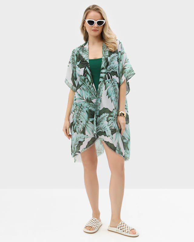 Туника свободного кроя с растительным принтом и бахромой по низу 4990₽