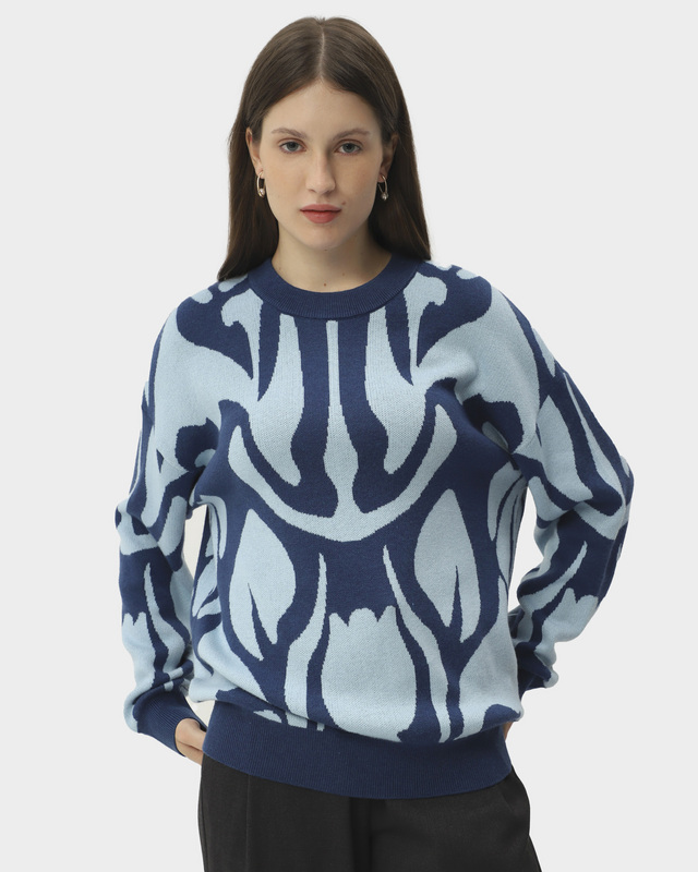 Пуловер прямого кроя с акцентным принтом и кашемиром в составе