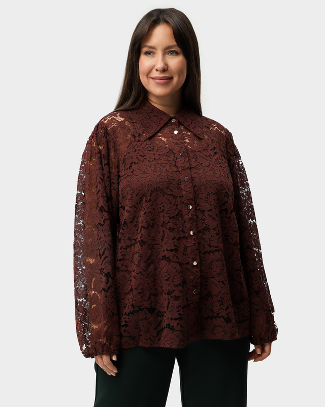 Блузка прямого кроя из цветочного кружева