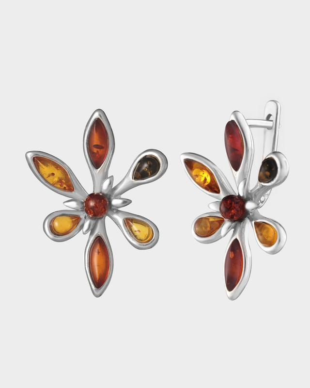 Серьги с натуральным янтарем