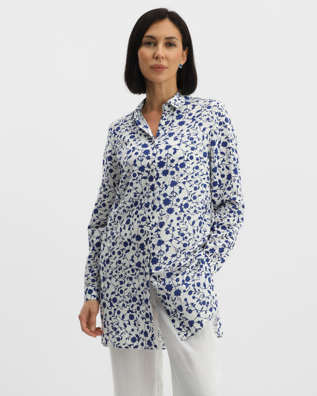 Удлиненная рубашка-туника из смесового льна