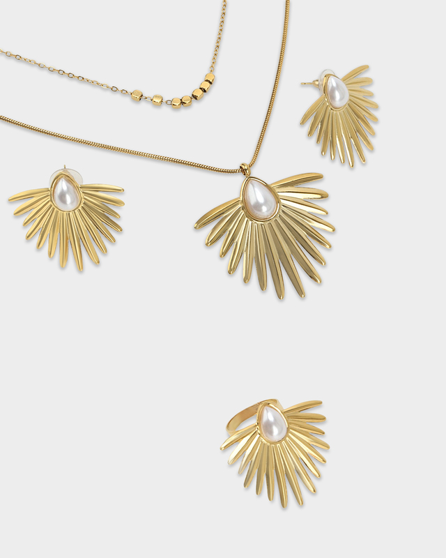 Комплект: колье, серьги и кольцо