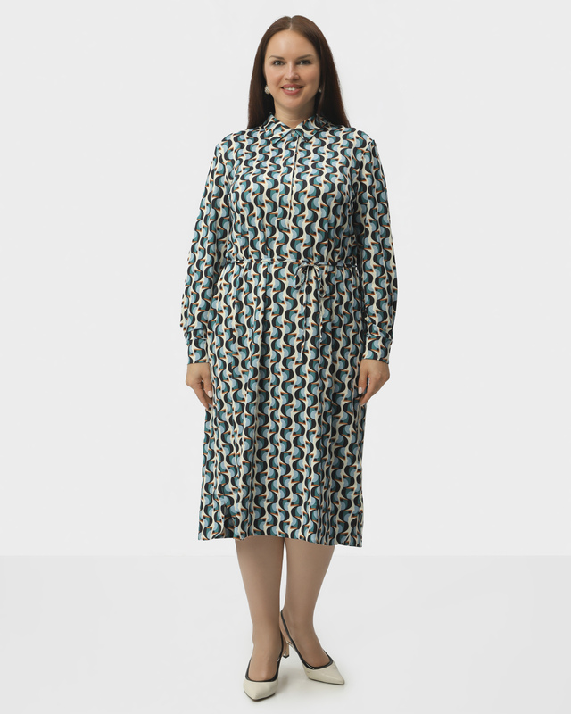 Платье-рубашка с абстрактным принтом и поясом 5990₽