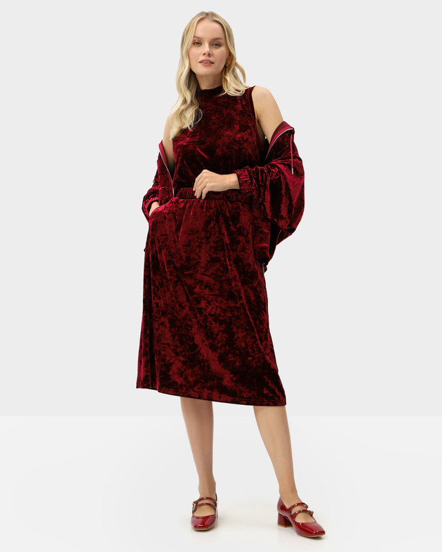 Велюровая юбка А-силуэта с эластичным поясом 3290₽