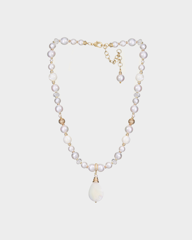 Колье с жемчугом Майорка и натуральным перламутром