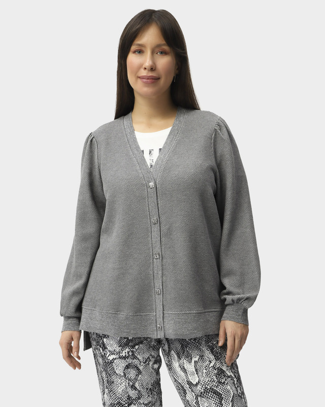 Кардиган из фактурного трикотажа с акцентными пуговицами