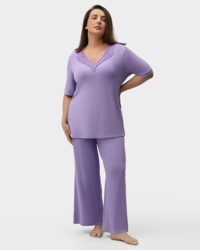 Пижамные брюки рибовой фактуры