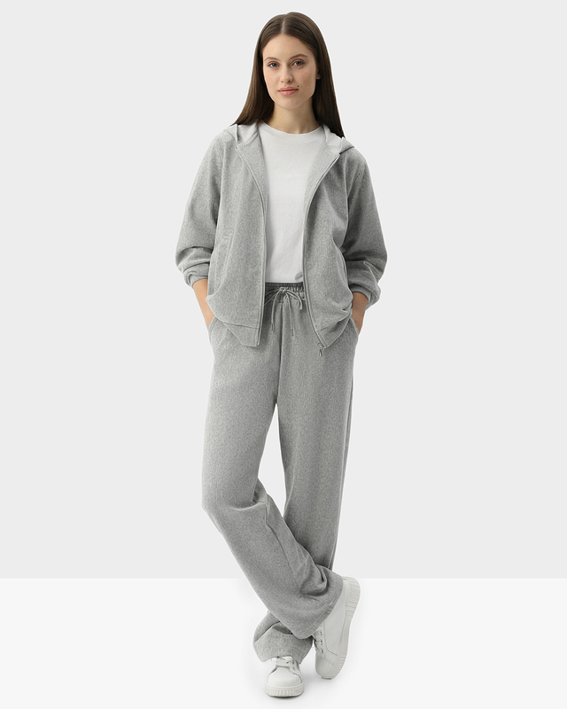 Брюки из велюра в рубчик с эластичным поясом на кулиске