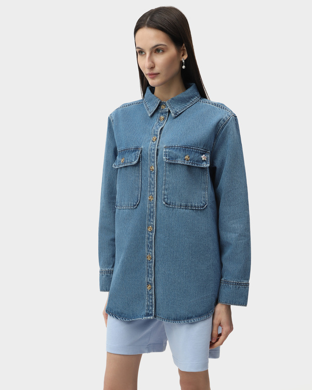 Рубашка оверсайз-кроя из хлопкового денима с фигурным низом