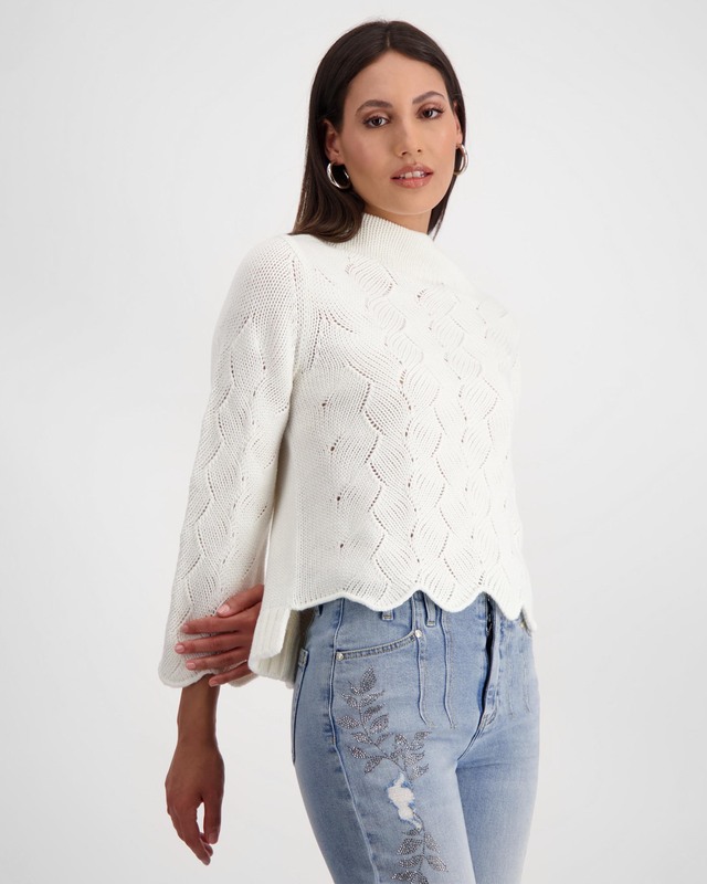 Пуловер прямого кроя с воротником-стойкой