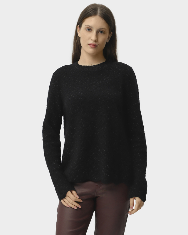 Пуловер с рельефным узором с шерстью и люрексом в составе