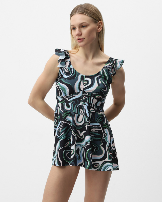 <html> <head></head> <body>  <ul>   <li>Отрезной по талии</li>   <li>Декоративные рюши</li>   <li>Подкладки в груди</li>  </ul>  <p>Купальный топ из плотного, гладкого, хлороустойчивого материала, отрезной по талии. В нижней части топа – юбка, по краю бретелей аккуратные рюши. В груди поролоновые подушечки, которые можно достать через специальное отверстие.</p>  <p>Если у вас остались вопросы, вы можете написать нам в <a href="https://t.me/ShoppingLive_9671117811_bot">Telegram</a>.</p> </body></html>