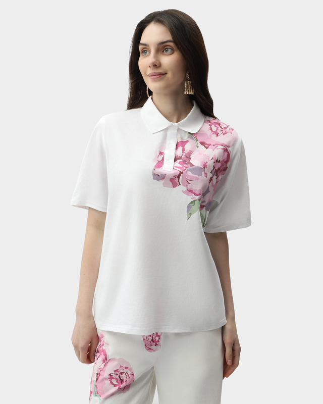 Блузка с воротником-поло из 100% хлопка