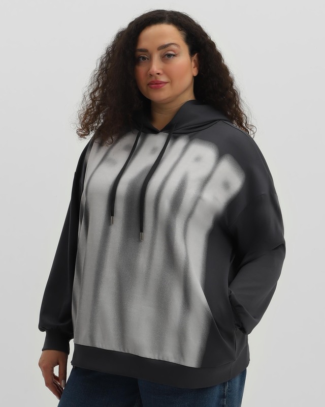 Свитшот свободного кроя с капюшоном на шнурке